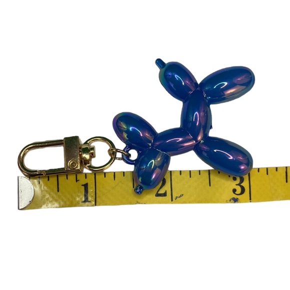 Blue Iridescent Multichrome Balloon Dog Bag Charm Keychain - Picture 9 of 11